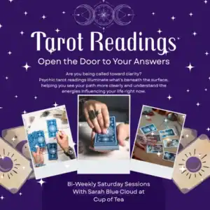 Tarot cards and crystals for psychic guidance and clarity.