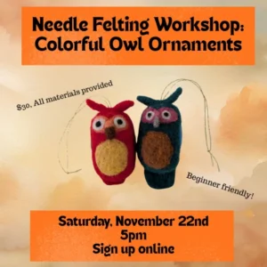 Needle Felting Workshop Owl Ornaments