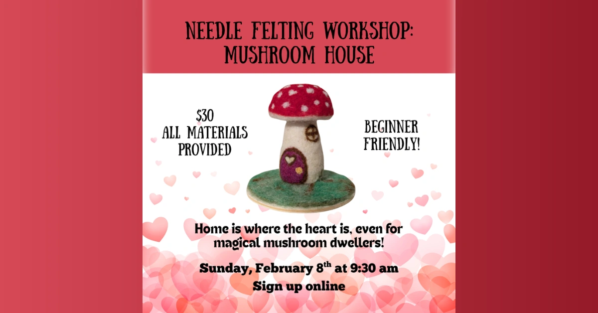 needle felting mushroom house